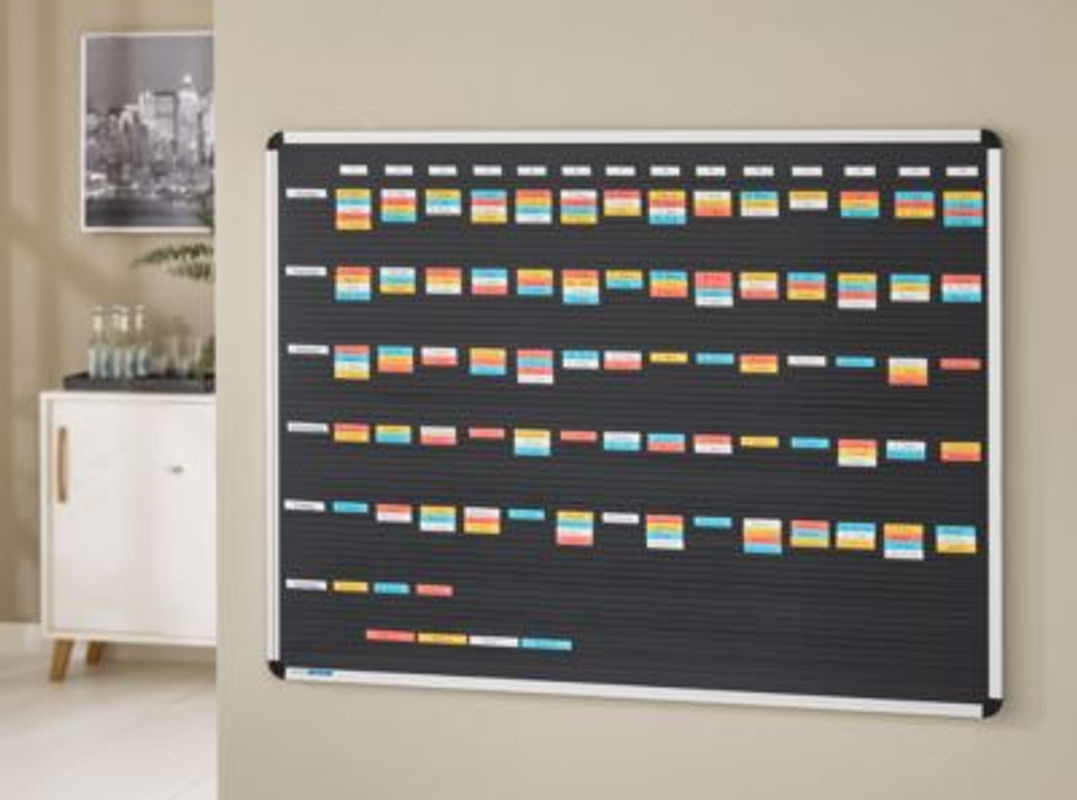 Stecktafel Ultradex Planrecord für Wandmontage mit 61 waagerechten Schienen, schwarz, B: 102 cm, T: 2,2 cm, H: 77 cm - Bild 2