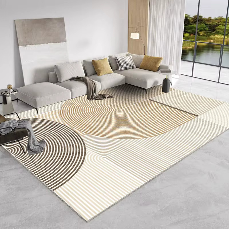 VIKAMA Nordischer Wohnzimmerteppich aus Kristall-Samt in Beige, Rechteckig, B/T: 120 x 80 cm - Bild 1