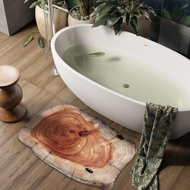 Anti-Rutsch Kieselgur Bodenmatte in Holzmaserung Braun, feuchtigkeitsableitende Fußmatte für Badezimmer und Eingangsbereich, B/B: 40 x 60 cm - Bild 1