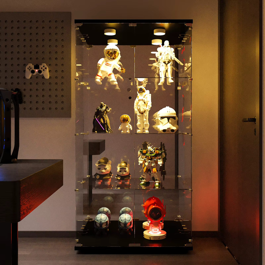 Rosahqnda Glasvitrine aus Sheesham-Holz in Weiß mit LED-Beleuchtung, verspiegelter Rückwand und Glastüren für dein Wohnzimmer oder Kinderzimmer - Bild 2