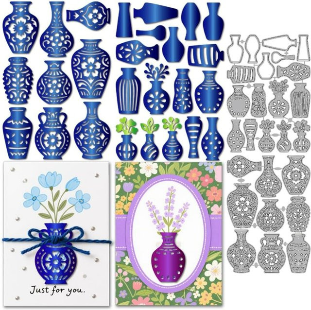 Blaues Metall-Stanzwerkzeug mit Mandala- und Blumenmustern für Scrapbooking und Prägearbeiten - Bild 1