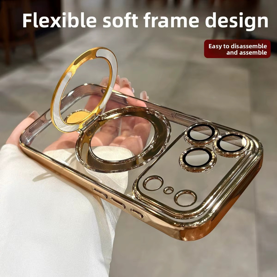 szHAIyu MagSafe Magnetische Handyhülle mit Ring-Ständer für iPhone 17 16 15 14 13 12 11 Pro Max, Transparentes Acryl Case - Bild 4