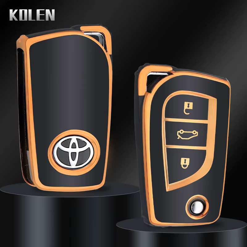 KOLEN TPU Schlüsselhülle mit Flip-Funktion für Toyota Camry, RAV4, Auris, Corolla, Verso, Yaris, C-HR, Scion iM, Aygo und Avensis in Schwarz - Bild 3