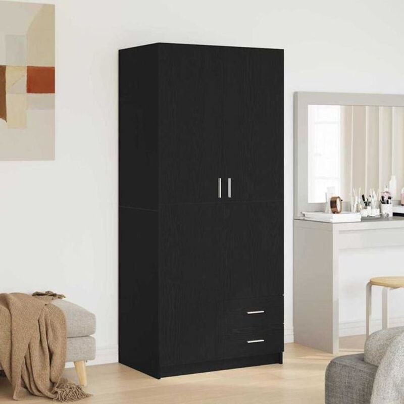 Modern minimalistischer Kleiderschrank mit Drehtüren von vidaxl in Schwarz, B/T/H: 80 x 52 x 180 cm - Bild 1