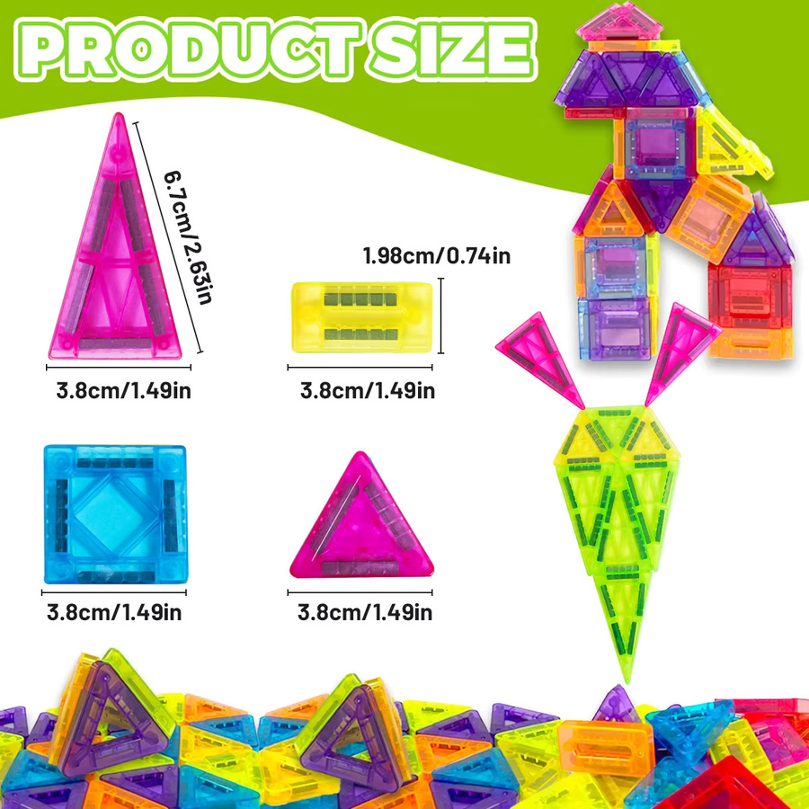 GIROMAG Magnetfliesen Erweiterungsset Bunte Magnetbausteine STEM-Starter-Set für Kinder ab 3 Jahren - Bild 2