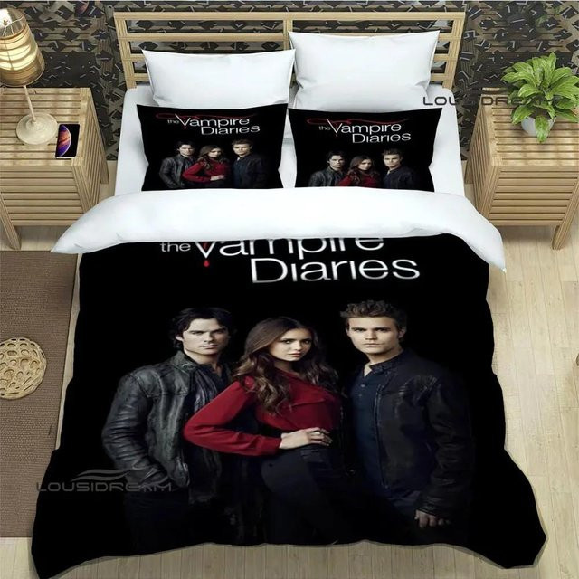 Gu Tao Bettwäsche-Set The Vampire Diaries Damon Salvatore, Schwarz, B/H: 180 x 220 cm - Bild 1