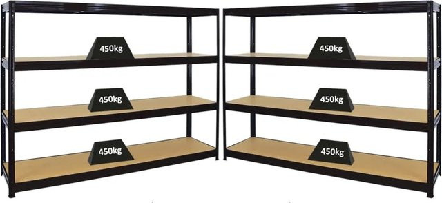 PROREGAL Dino 2er-Set Profi-Schwerlastregal Schwarz B/T/H: 180 x 60 x 240 cm mit verstellbaren Fachlasten von 450 kg - Bild 1