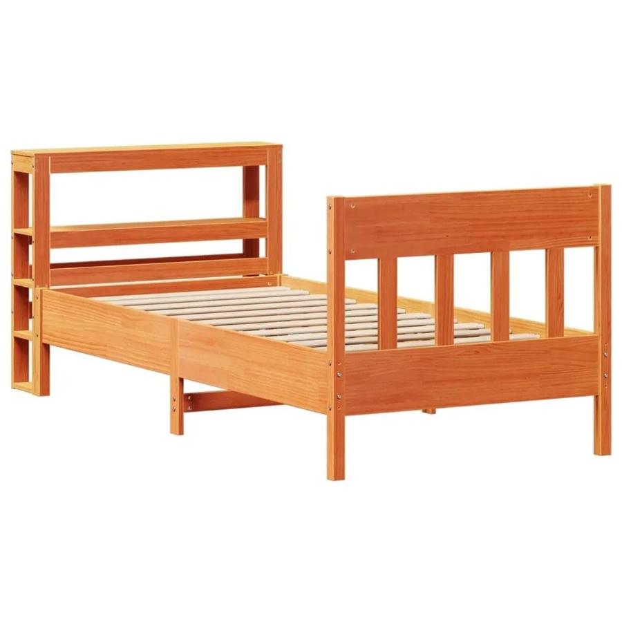 vidaXL Massivholzbett aus Kiefernholz in Braun, rustikales Bett ohne Matratze, B/T/H: 100 x 200 x 82 cm - Bild 2