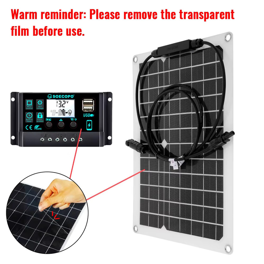 SOECOPO Flexibles Solarpanel mit Smart Controller Kit in Schwarz für Wohnmobile, Boote und Grid-Nutzung - Bild 5
