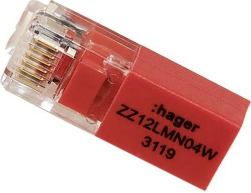 Hager Abschlusswiderstand Stecker ZZ12LMN04W in Weiß und Rot - Bild 1