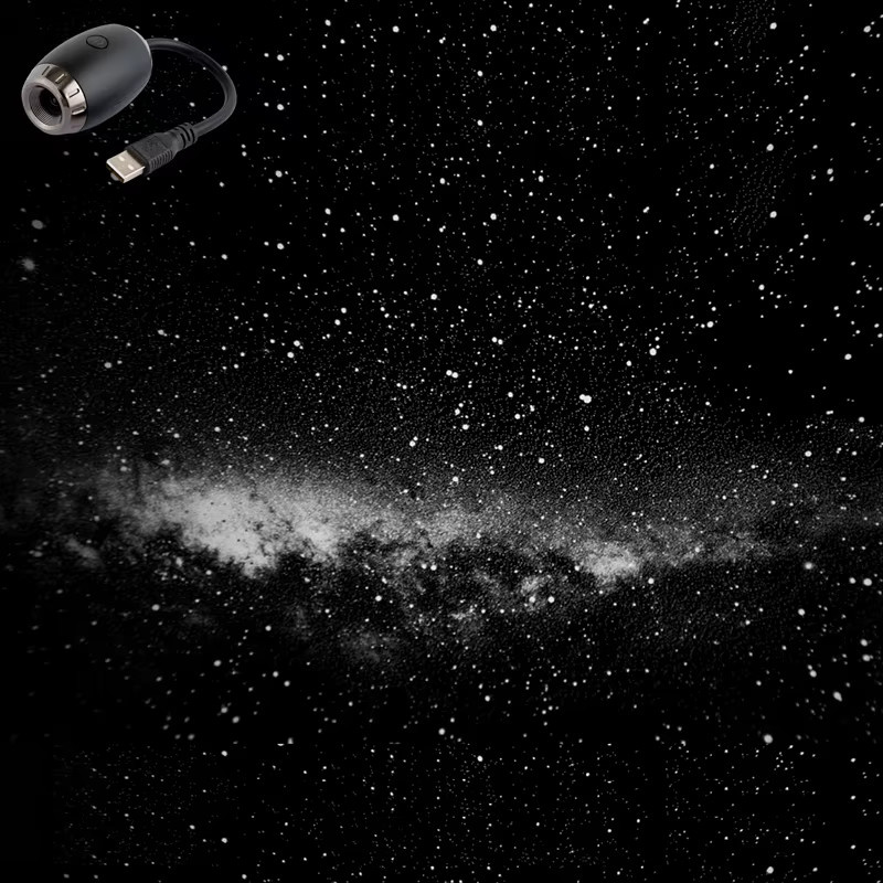 Donirt USB Galaxie-Projektor für das Auto mit Saturn-Sternenhimmel-Ambientebeleuchtung in Schwarz - Bild 6