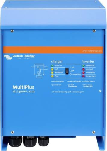 Victron Energy MultiPlus C 12/3000/120-50 Netzwechselrichter mit integriertem Laderegler, 3000W, 12 V/DC - 230 V/AC, Blau - Bild 1