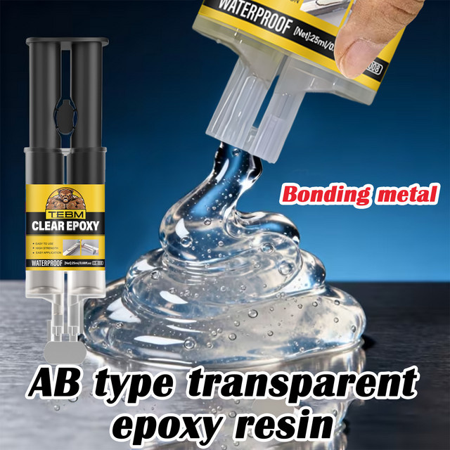 TEBM Epoxidharz-AB-Kleber transparent, 25 ml schnell trocknender Sofortkleber für Leder, Gummi, Holz und Metall - Bild 1