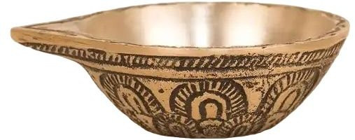 Handgefertigte antike Messing-Diya-Lampe von Isha Life in Beige und Gold/Messing - Bild 1