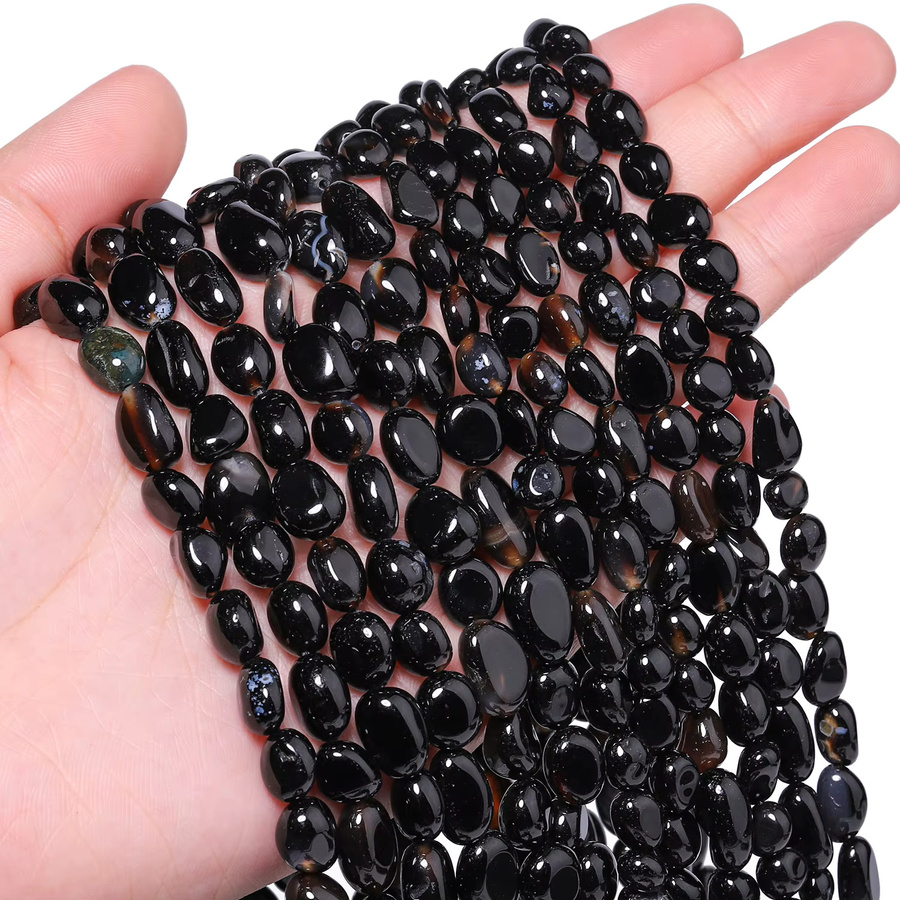 xilitata Naturstein Perlen, Schwarz Onyx, Unisex - Bild 4