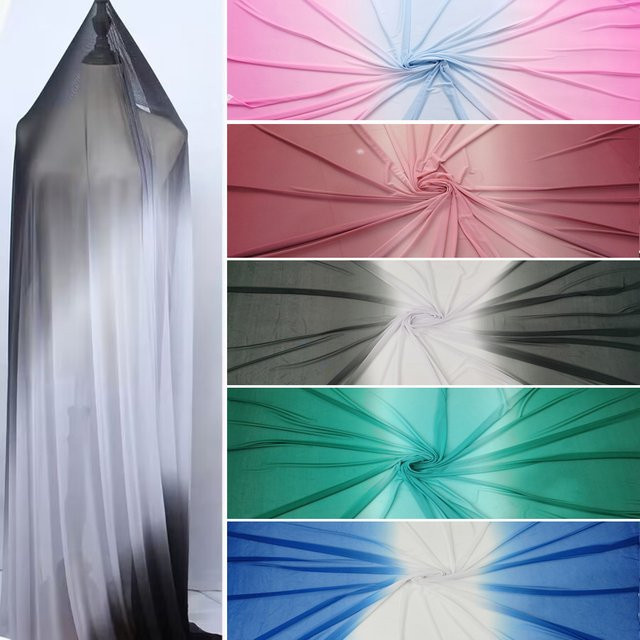 FABRIC SHIPPER Polyester-Stretch-Mesh-Gewebe mit Ombre-Farbverlauf in Blau Weiß Multicolour, Breite: 147 cm - Bild 1