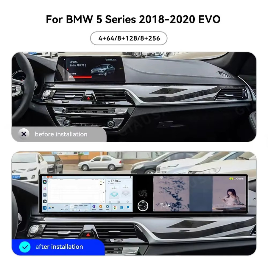 YANFU Dual-Screen Android Autoradio mit Carplay und GPS Navigation für BMW 5 G30 G31 6 6GT G32 ab 2017, Schwarz, 15,8 Zoll - Bild 3