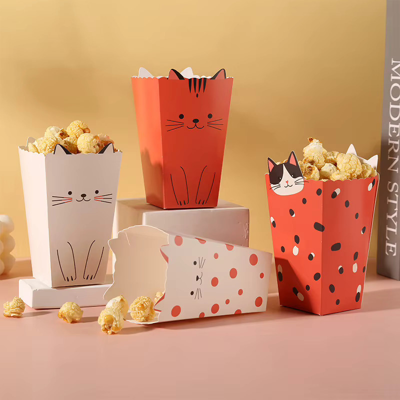 Niedliche Katzen-Popcorn-Boxen aus Papier für deine Geburtstagsparty oder Babyparty, Mehrfarbig - Bild 3
