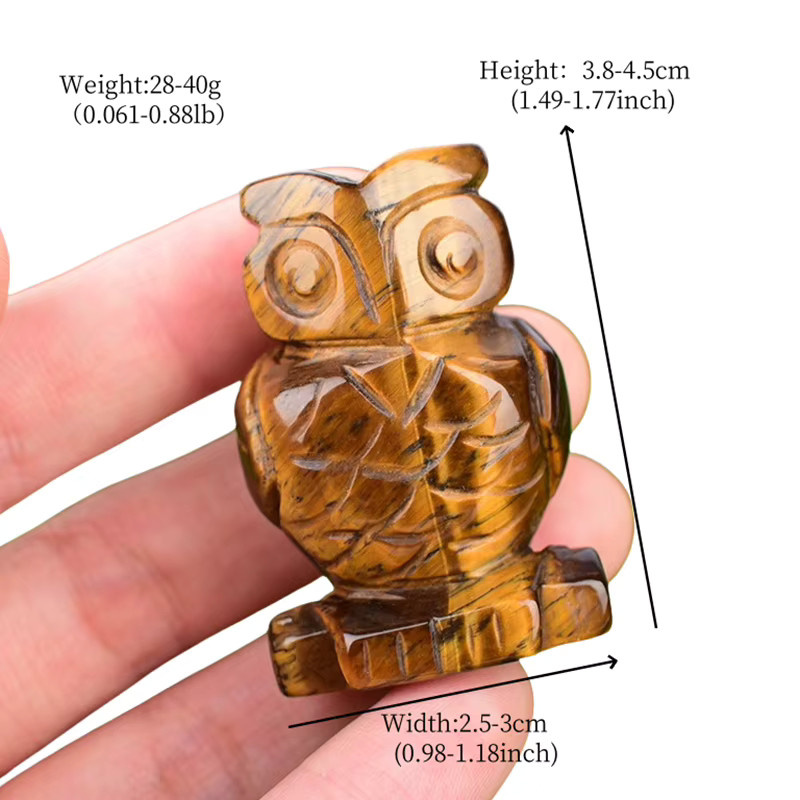 RYCRYSTAL Mini Naturstein-Eulen-Skulptur Handpolierte Heilkristall-Figur als Schreibtisch-Dekoration für Damen und Herren - Bild 3