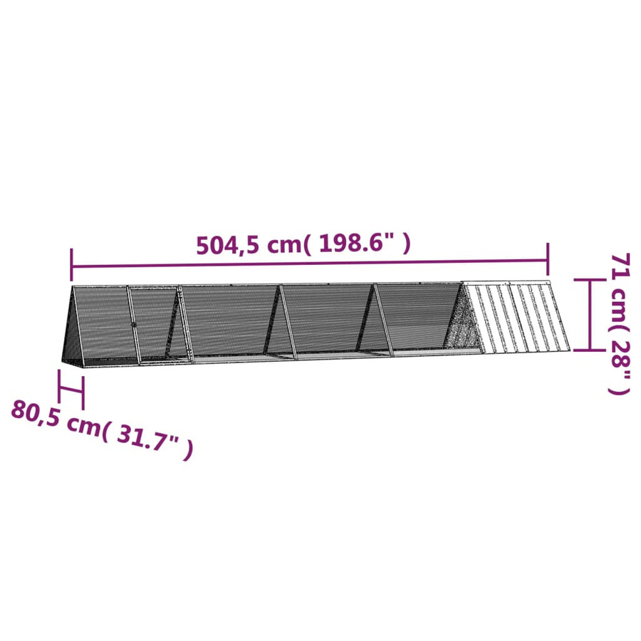 Vidaxl Kaninchenkäfig aus Stahl in Anthrazit, B/T/H: 504,5 x 80,5 x 71 cm - Bild 2