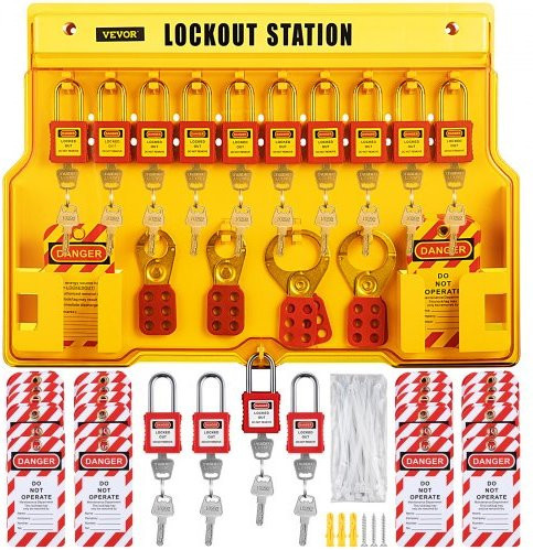 VEVOR Lockout Tagout Kit 58-teilig mit Trennschalterschlössern, Hasps, Tags und Aufbewahrungstasche in Gelb - Bild 1