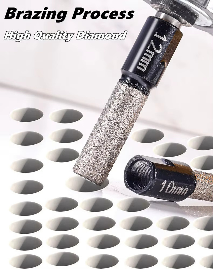 NIUXIANG Diamant Lochsäge M10 vakuumgelötet für Winkelschleifer, Kernbohrer für Keramik, Granit, Marmor, Stein und Fliesen, Farbe: Silber - Bild 4
