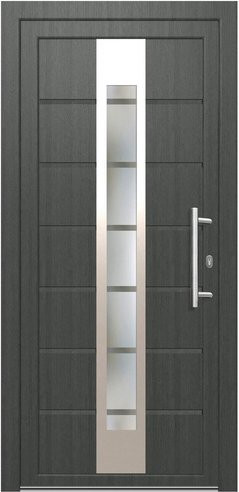 KNOCK Kunststoff-Haustür Robusto in Grau mit Glaseinsatz, modern, B: 100,0 cm, H: 210,0 cm - Bild 1