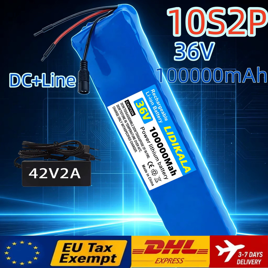36V 10S2P 150000mAh Lithium-Ionen-Akku in Blau mit integriertem BMS, XT60 und DC-Stecker inklusive 42V 2A Ladegerät für E-Bike, Scooter und Elektrofahrrad - Bild 2