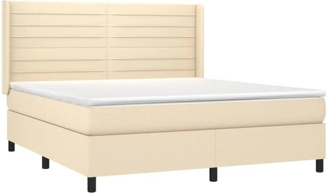 vidaXL Boxspringbett mit Matratze in Beige, Hybridbett mit LED-Unterbettbeleuchtung und USB-Ladeport, B/T: 180 x 200 cm - Bild 1