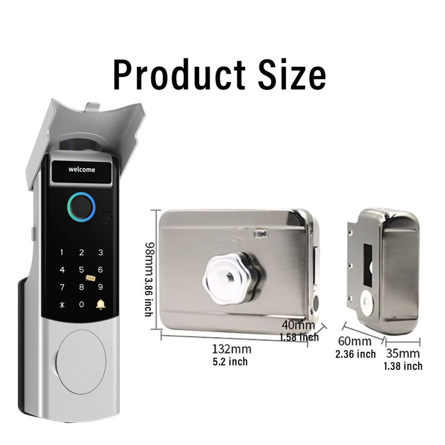 LUCKING DOOR Intelligentes WLAN-Türschloss mit Gesichtserkennung, Fingerabdruck, RFID-Karte und App-Steuerung, Wasserdicht, in Schwarz oder Silber - Bild 1