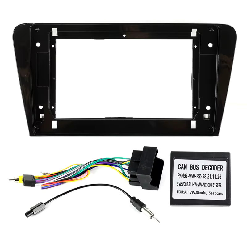 Mekede 2DIN Autoradio Faszien für Skoda Octavia 2013-2017, 10 Zoll Armaturenbrett Rahmen für Android Multimedia-Player in Schwarz mit GPS-Unterstützung - Bild 2