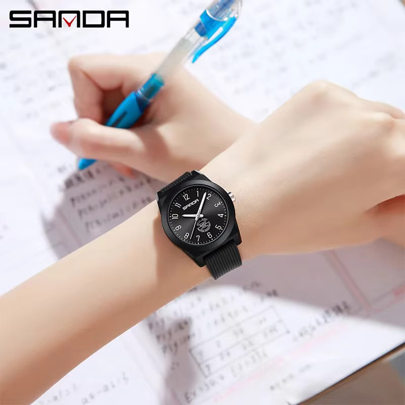 SANDA Armbanduhr, Quarz, Kunststoff, Silikon, Schwarz, Unisex - Bild 2