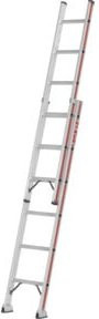 Hymer Schiebeleiter zweiteilig aus Stahl in Silber, 2x6 Sprossen - Bild 1