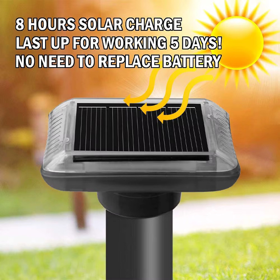 SAIJZEK Solarbetriebener Nagetier- und Schlangenvertreiber für den Außenbereich mit Batterie-Backup in Schwarz - Bild 3