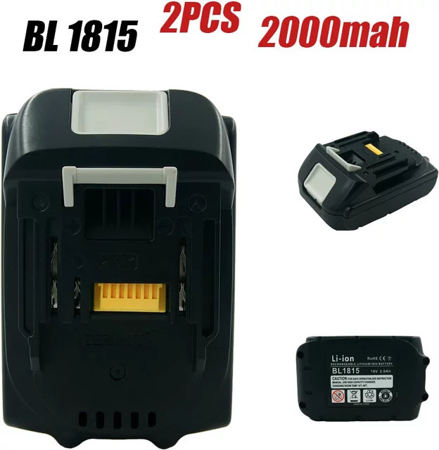 2er-Set wiederaufladbare Elektrowerkzeug-Akkus 18V 2000mAh für Makita in Schwarz - Bild 1