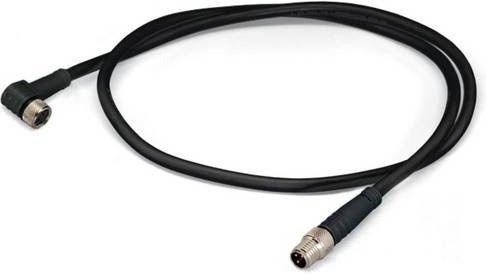 WAGO 756-5203/030-020 Sensor-Aktor-Steckverbinder M8 Stecker gerade und Buchse gewinkelt, Schwarz, Kabellänge: 2,00 m - Bild 1