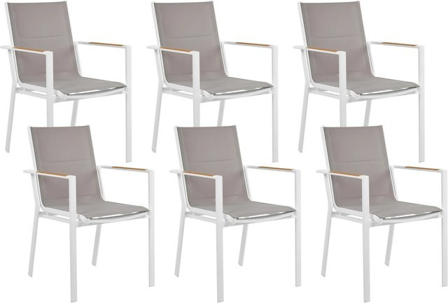 Beliani Gartenstuhl in Weiss und Grau mit hellem Holzfarbton, B/T/H: 64 x 56 x 90 cm - Bild 1