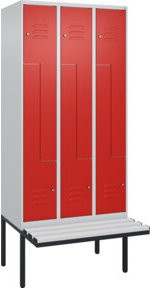 C+P Z-Spind Classic PLUS Sitzbank mit 6 Fächern und Zylinderschloss, auskragendes Design, Kunststoff-Sitzfläche, B/T/H: 212,0 x 90,0 x 81,5 cm - Bild 1