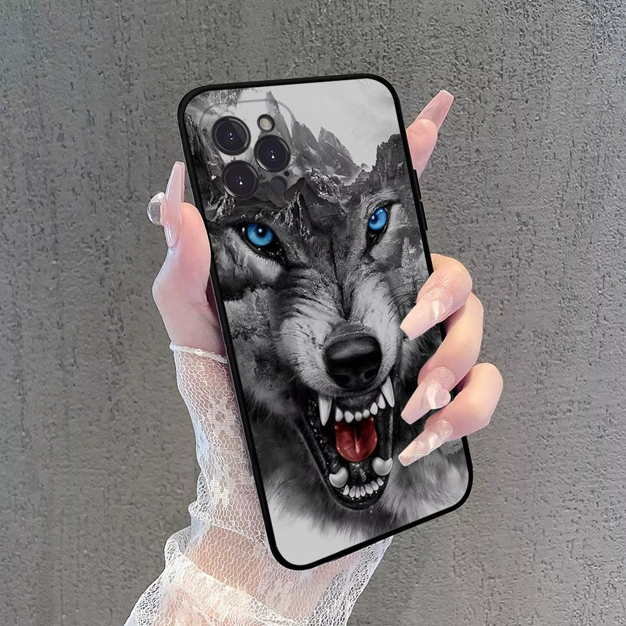 Handyhülle mit Wolf Löwe Tiger Tier Motiv für iPhone 15 14 13 12 11 Pro Max Mini XS XR 7 8 Plus in Multicolour - Bild 2