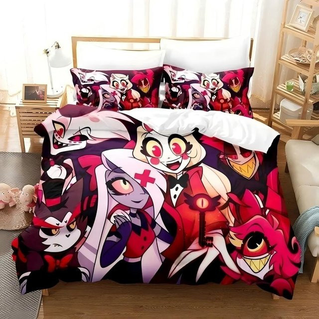 Hazbin Cartoon Bettwäsche Set mit Bettbezug und Kissenbezug für Kinder, Mehrfarbig, B/H: 155 x 220 cm - Bild 1