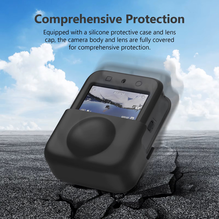 PULUZ Silikon-Körperschutzhülle in Schwarz für DJI Osmo 360 mit kratzfester Objektivabdeckung - Bild 3