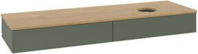 V&B Waschtischunterschrank Antao ohne Frontstruktur in Eiche Honig und Grün lackiert, B/T: 160 x 50 cm - Bild 1