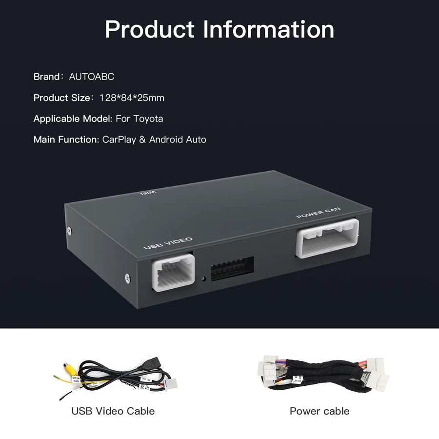 AUTOABC Wireless Android Auto Adapter für Toyota Highlander, 4Runner, Tundra, RAV4, Tacoma, Land Cruiser, Prado, Auris und Avalon in Schwarz - Bild 6