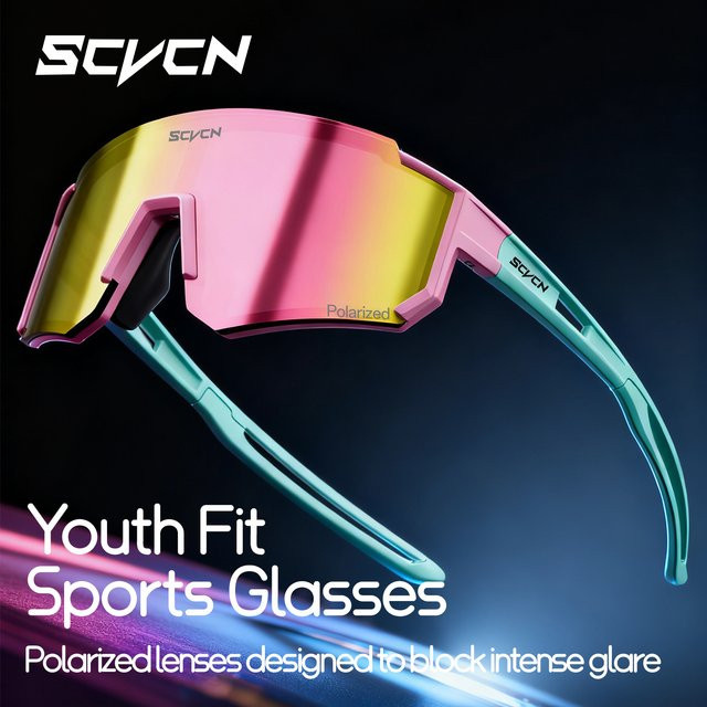 SCVCN Sportsonnenbrille Kinder, Vollrand, multicolor, Kunststoff, polarisiert - Bild 1