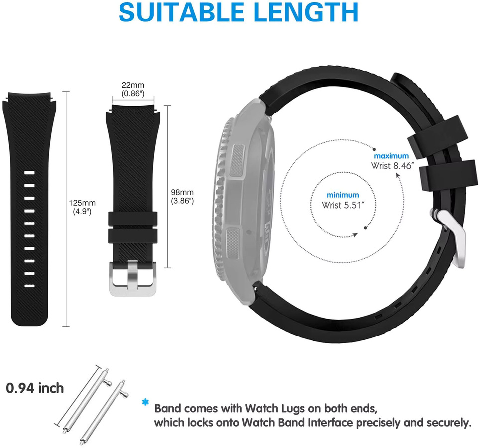 Zeblaze Uhrenarmband, Silikon, Schwarz, Unisex, 22 mm - Bild 2
