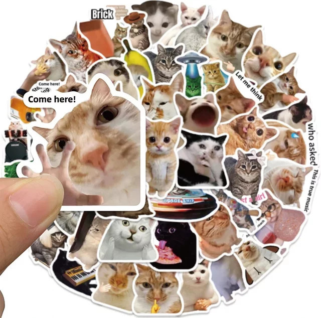 50 Stück Niedliche Katzen-Aufkleber Set aus wasserfestem Vinyl in Multicolour für Laptop, Journaling und Wasserflaschen - Bild 1