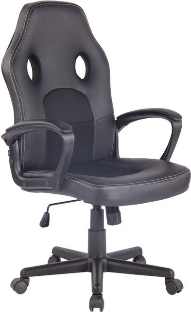 TPFLiving Bürostuhl Elon mit Netz- und Kunstlederbezug Schwarz B/T/H: 59 x 61 x 116 cm - Bild 1