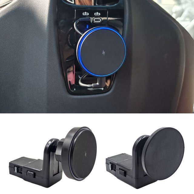 AOSRRUN Magnetisches kabelloses Ladepad für BMW X7 X6 X5 X3 I5 I7 IX, Sitz-Telefonhalter mit LED, Schwarz - Bild 1