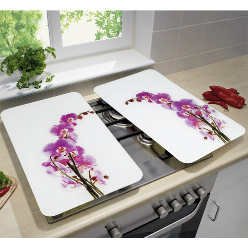 Wenko Herdabdeckplatte 2er-Set Orchideenblüte in Bunt für alle Herdarten - Bild 2