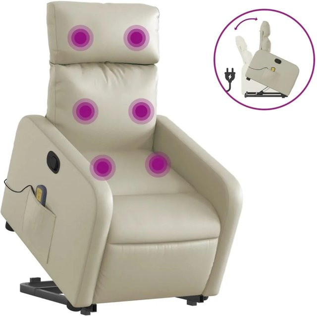 vidaXL Massagesessel mit Aufstehhilfe in Creme aus Kunstleder Modell 12 - Bild 1